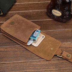 Cool Leather Mens Cigarette Case with Belt Loop Cell Phone Holster Belt Pouch for Men - iwalletsmen
