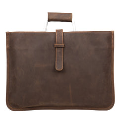 Cool Dark Brown Leather Mens 12 inches Briefcase Laptop Bag Business Side Bags Work Bag for Men - iwalletsmen