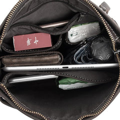 Black LEATHER MEN'S Small Side bag Vertical MESSENGER BAG Courier Shoulder Bag FOR MEN - iwalletsmen