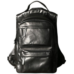Fashion Leather Men's 15 inches Computer Backpack Black Large Travel Backpack Coffee Large College Backpack For Men - iwalletsmen