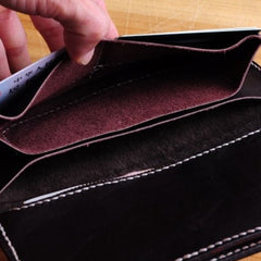 Handmade Tooled Floral Mens Leather Long Biker Wallet Cool Long Chain Wallet for Men - iwalletsmen