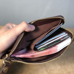 Handmade Genuine Leather Mens Cool Biker Chain Wallet Long Leather Wallet Slim Clutch Wristlet Wallet for Men