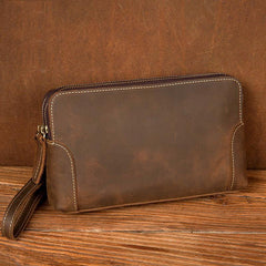 Cool Brown Mens long Wallet Wristlet Bag Clutch Wallet Envelope Wallet for Men - iwalletsmen
