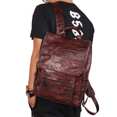 Handmade Cool Leather Men's Backpack Travel Backpack 14inch Computer Backpack For Men - iwalletsmen