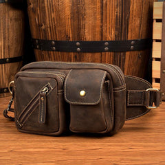Cool Brown Leather Fanny Pack Mens Waist Bags Hip Pack Belt Bags Bumbags for Men - iwalletsmen