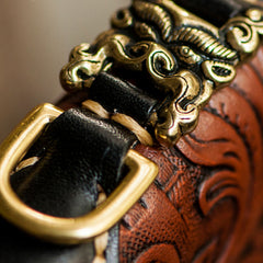 Handmade Leather Mens Tooled Eagle Chain Biker Wallet Cool Leather Wallet Long Clutch Wallets for Men