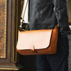 Handmade Leather Mens Cool Shoulder Bag Messenger Bag Chest Bag Bike Bag Cycling Bag for men