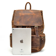 Cool Leather Black Coffee Mens Satchel Backpacks Travel Backpack 14inch Laptop Backpack for Men - iwalletsmen