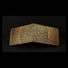 Handmade Leather Tooled Xiuhpohualli Calendar License Wallet Mens Card billfold Wallet Cool Leather Wallet Slim Wallet for Men