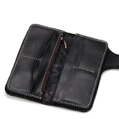 Handmade Leather Buddha&Demon Mens Chain Biker Wallet Cool Leather Wallet With Chain Wallets for Men