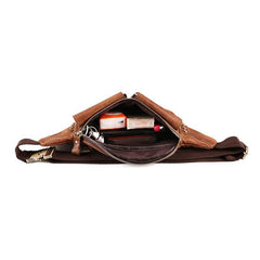 Cool Leather Fanny Pack Men's Brown Chest Bag Hip Bag Bum Bag Waist Bag For Men - iwalletsmen