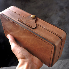 Handmade Leather Mens Box Wallet Wristlet Clutch Wallet Cigarette Box for Men - iwalletsmen