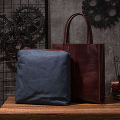 Cool Handmade Leather Mens Tote Bag Cool Messenger Tote Bag Handbag for men - iwalletsmen