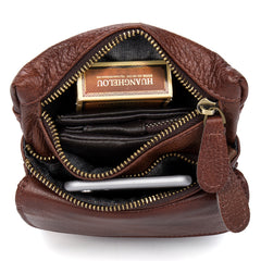 Brown Cool Leather Mens Belt Pouch Bag Mini Messenger Bag Side Bag Waist Bag for Men - iwalletsmen