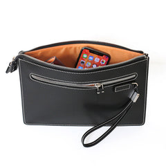 Cool Handmade Leather Mens Wristlet Bag Clutch Zipper Clutch for Men - iwalletsmen