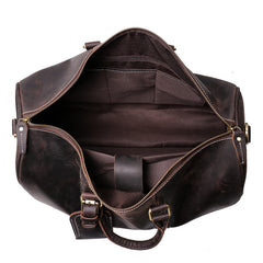 Cool Leather Mens 15-inch Brown Large Weekender Bag Black Vintage Travel Bag Duffle Bag for Men - iwalletsmen