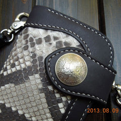 Handmade Leather Biker Wallet Mens Cool Chain Wallet Trucker Wallet with Chain