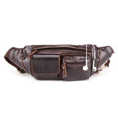 Cool Brown Leather Men's Fanny Pack Hip Pack Waist Bag Chest Bag For Men - iwalletsmen