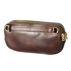 Coffee Cool Leather Mens Long Wallet Large Zipper Wallets Brown Wristlet Clutch Vintage Clutch Purse For Men - iwalletsmen