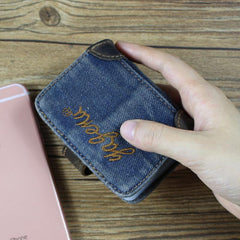 Blue Denim Mens Bifold billfold Card Wallet Jean Card Holders Card Wallet For Men - iwalletsmen