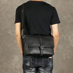 Genuine Leather Mens Cool Messenger Bag Shoulder Bag Chest Bag Bike Bag Cycling Bag for men