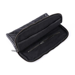 Cool Black Leather Business Mens Clutch Black Hand Bag Great Britain Zipper Clutch Wristlet Large Clutch for Men - iwalletsmen