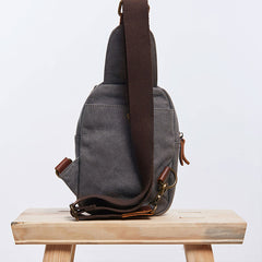 Cool Gray Canvas Mens Sling Bag Chest Bag One Shoulder Packs for men - iwalletsmen