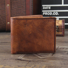 Handmade Genuine Leather Mens Cool Slim Leather Wallet Men Small Wallets Bifold for Men