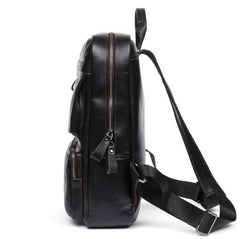 Cool Black Mens Leather 14 inches Computer Backpack College Backpacks School Backpack for men - iwalletsmen