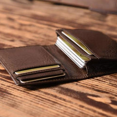 Handmade Leather Mens Cool Slim Leather Wallet Men Small Wallets Bifold for Men - iwalletsmen