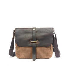 Waxed Canvas Leather Gray Mens Small Side Bag Green Shoulder Bag Messenger Bag For Men - iwalletsmen