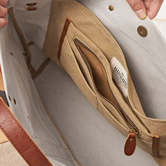 Mens Leather Canvas Large Handbag Canvas Tote Bag Canvas Briefcase for Men - iwalletsmen