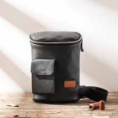 Badass Black Leather Men's Barrel Sling Bag Chest Bag Black Sling Pack One shoulder Backpack Waist Bag For Men - iwalletsmen