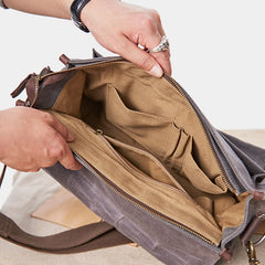 Mens Canvas Gray Cool Side Bag Messenger Bag Canvas Shoulder Bag for Men - iwalletsmen
