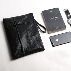 Fashion Leather Men's Black Envelope Clutch Wristlet Clutch Business Clutch For Men - iwalletsmen