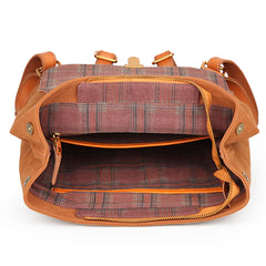 Canvas Leather Mens Women Student Backpack Army Green Travel Backpack Caramel College Backpack for Men - iwalletsmen