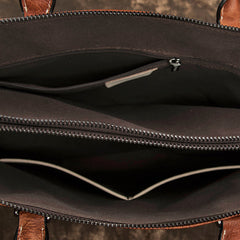 Brown Leather Men 14 inches Vintage Briefcase Handbag Blue Laptop Handbag Messenger Bag For Men - iwalletsmen
