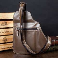 Dark Brown Leather Mens Cool Sling Bag Crossbody Pack Black Chest Bag for men - iwalletsmen