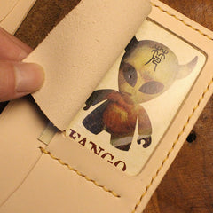 Handmade Leather Mens Cool Travel Long Wallet Card Holder Card Slim Clutch Wallets for Men