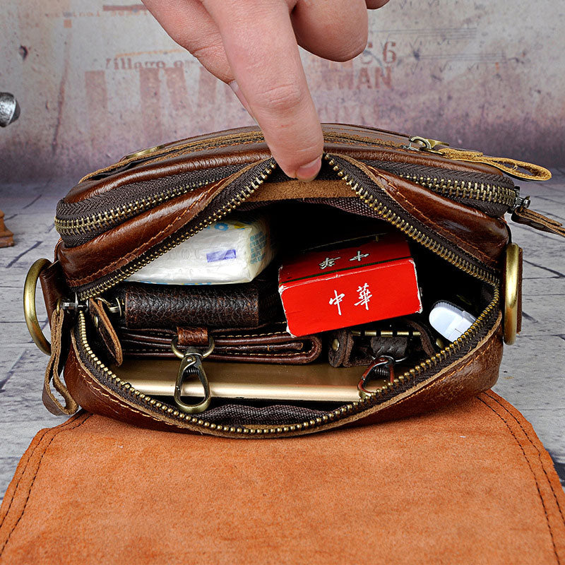 Handmade Vintage Leather Mens Messenger Bag Box Bag Brown Shoulder Bag –  iwalletsmen