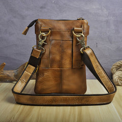 Cool Leather Mens Small Belt Bag Belt Pouch Waist Bag Mini Side Bag For Men - iwalletsmen