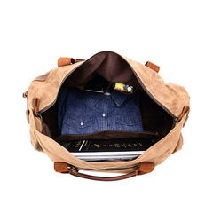 Mens Waxed Canvas Leather Weekender Bag Canvas Large Travel Bag for Men - iwalletsmen