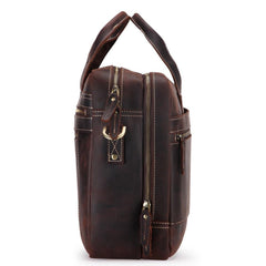 Dark Brown Large Leather Men's Professional Briefcase 17‘’ Laptop Handbag Briefcase Business Briefcase For Men - iwalletsmen