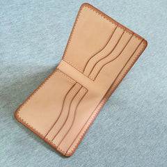 Handmade Leather Mens Tooled Feather Cool billfold Leather Wallet Men Small Wallets Bifold for Men