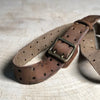 Black Washed Denim Leather Double Pins Belt Mens Red Brown Belt Men Brown Belt for Men - iwalletsmen