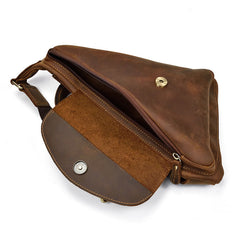 Cool Triangular Leather Mens Sling Bag Chest Bag Sling Crossbody Bag One Shoulder Backpack For Mens - iwalletsmen