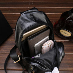 Cool Leather Mens Sling Bags Sling Shoulder Bags Sling Backpack Chest Bag for men - iwalletsmen