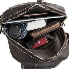 Best LEATHER MENS Sling Bags Sling Pack Vintage One Shoulder Backpack Chest Bag For Men - iwalletsmen