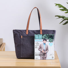 Casual Canvas Leather Mens Womens Large White Handbag Tote Bag Khaki Shoulder Bag Tote Purse For Men - iwalletsmen