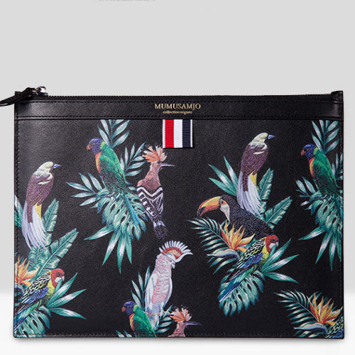 Handmade Leather Mens Clutch Birds Cool Slim Wallet Zipper Clutch Wristlet Wallet for Men - iwalletsmen